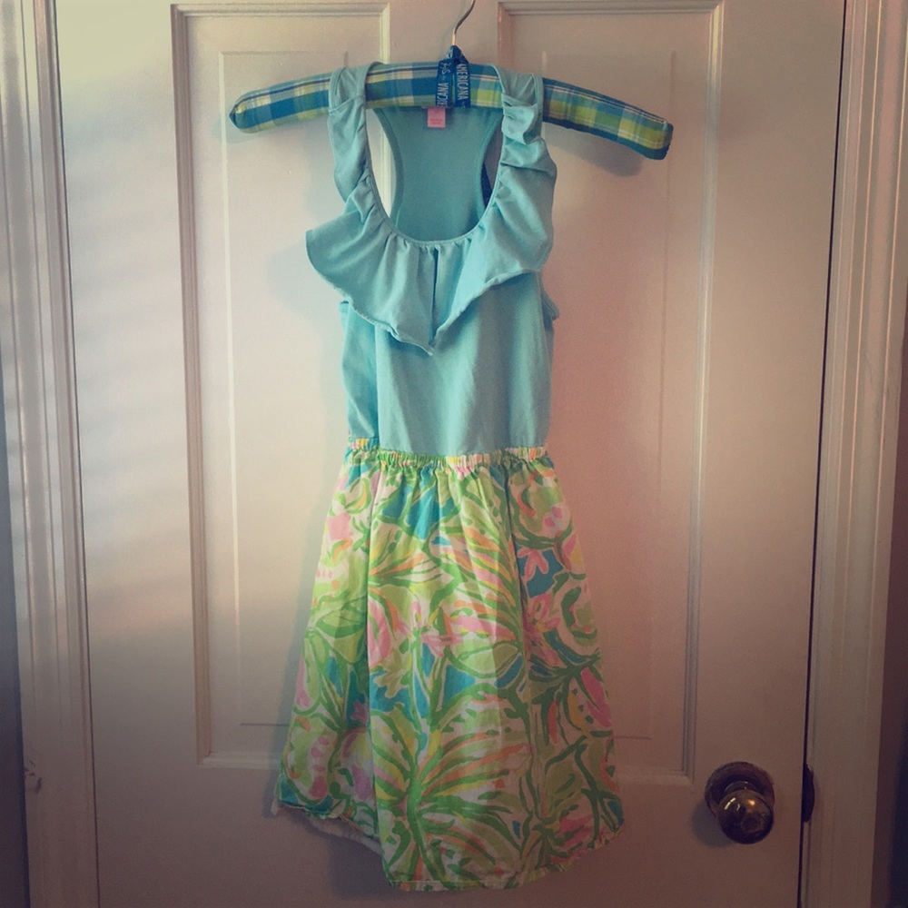 Lilly Pulitzer girls ruffle-neck racer back.